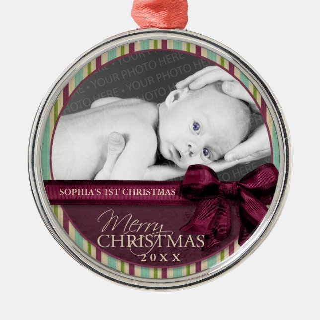 Rustic Multi-Färg Rand Photo Julgransprydnad Metall (Framsidan)