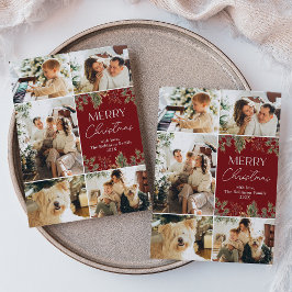 Rustic Multi Photo Collage-julkort Julkort