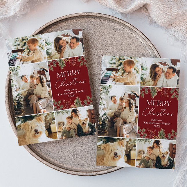 Rustic Multi Photo Collage-julkort Julkort (Skapare uppladdad)