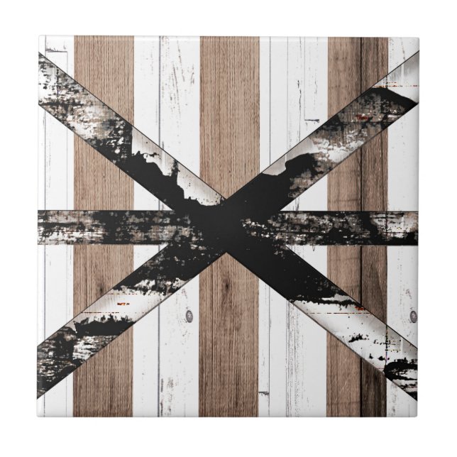 Rustic Multi Wood White & Brown Barn Door Kakelplatta (Framsidan)