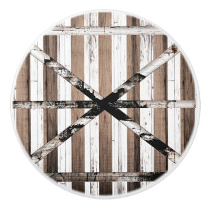 Rustic Multi Wood White & Brown Barn Door Knopp