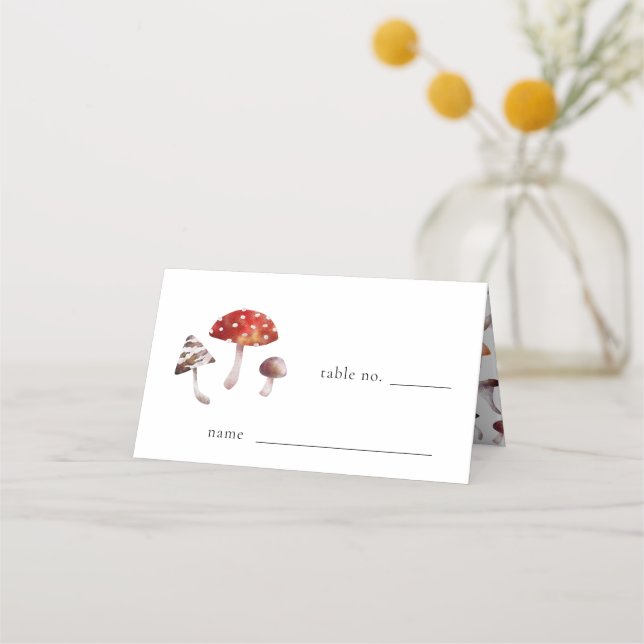 Rustic Mushroom Bordsnummer Place Card Placeringskort (Framsida)