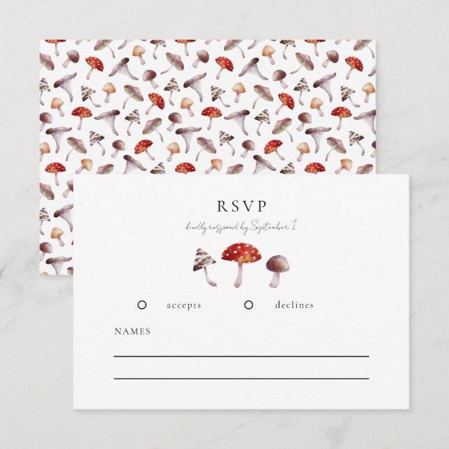 Rustic Mushroom-Bröllop OSA Card Kort (Fram/baksida)