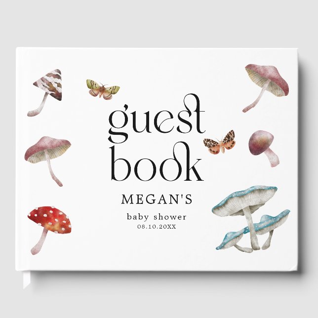 Rustic Mushroom Enchanted Baby Shower Gästböcker (Framsida)