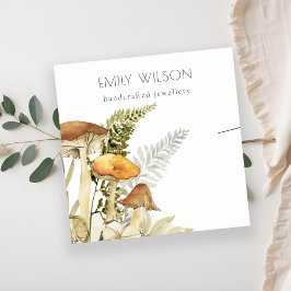 Rustic Mushroom Fern Foliage Band Necklace Visning Fyrkantigt Visitkort
