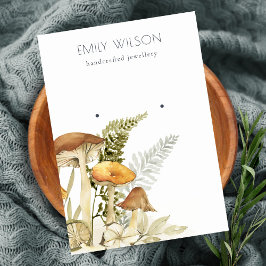 Rustic Mushroom Fern Foliage Stud Earring Visning Visitkort