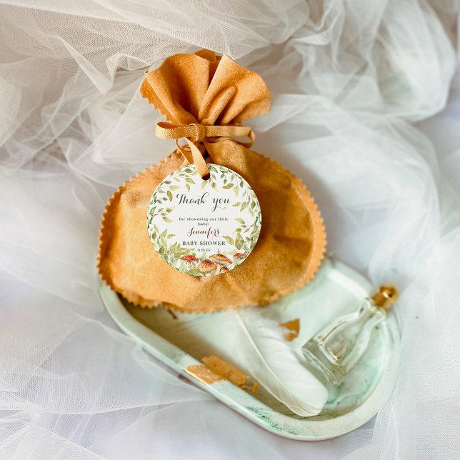 Rustic Mushroom & Greenery Tack Woodland Gåvor Etiketter (Skapare uppladdad)