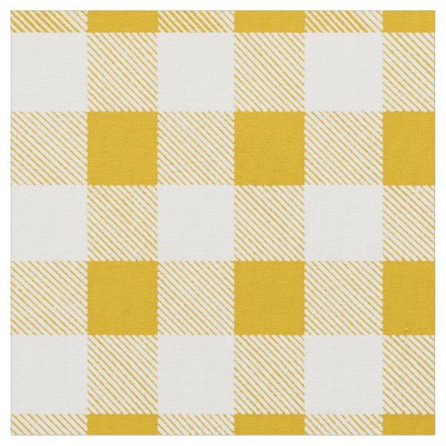 Rustic Mustard Gult Gingham Buffalo Play Tyg (Närbild)