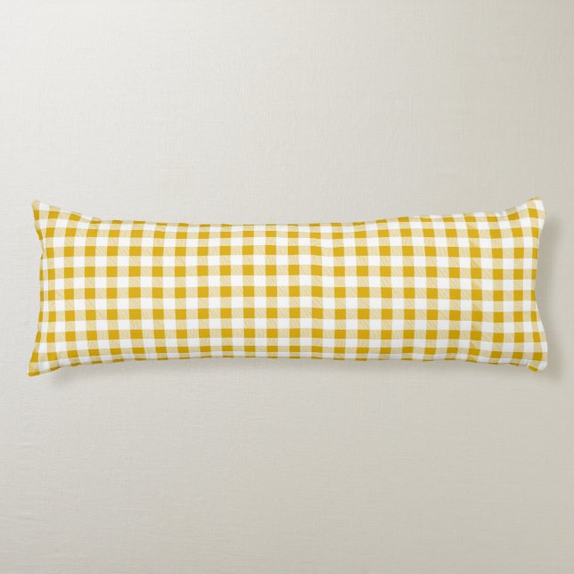 Rustic Mustard Gult Gingham Play Kroppskudde (Framsidan)