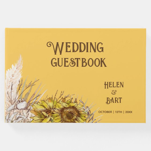 Rustic Mustard Sunblommor Gästböcker (Framsida)