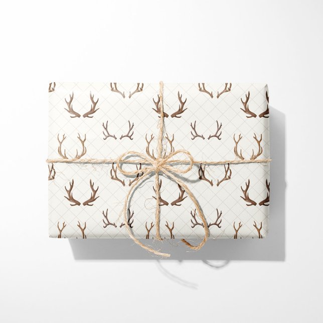 Rustic Mysigt Cabin Antlers Presentpapper (Skapare uppladdad)