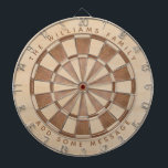 Rustic Namn Message Brown Wood Classic Darttavla<br><div class="desc">En klassisk ritbräda med omväxlande mörkare och ljusare brunträstrianglar. Ovanför är namn,  nedan är ett meddelande,  både i brunt bågstift.</div>