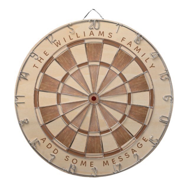 Rustic Namn Message Brown Wood Classic Darttavla (Framsidan)