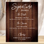 Rustic Namnteckning Drinks Personlig Bröllop Pub Poster<br><div class="desc">Namnteckning Drinks! Den här namnteckning dricker pub-skylten med enkel elegant, och innehåller två cocktails "the Bride" och "Groom", personlig med dina utvalda drycker. Anpassa det här elegant bröllop-tecknet med namn och namnteckning drycker! COPYRIGHT © 2020 Judy Burrows, Black Hund Art - Med alla Höger reserverade. Rustic Namnteckning Drinks Personlig Bröllop...</div>