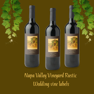 Rustic Napa Valley Vineyard Bröllop Vinflaska Etikett