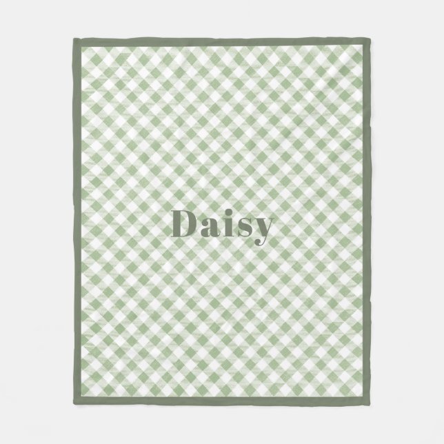 Rustic Natural Sage Gingham Play Fleecefilt (Framsidan)
