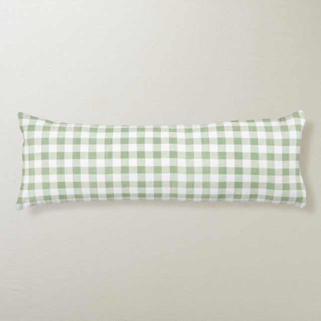 Rustic Natural Sage Gingham Play Kroppskudde (Framsidan)