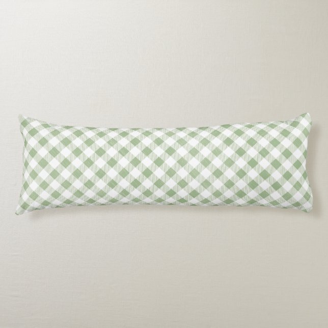Rustic Natural Sage Gingham Play Kroppskudde (Framsidan)