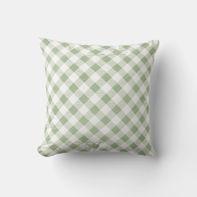 Rustic Natural Sage Gingham Play Kudde (Framsida)