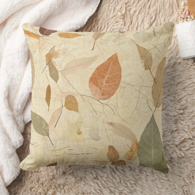 Rustic Nature-Inspired Leaf - Botanical Art (3) Kudde (Filt)