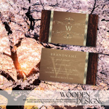 Rustic Nature Träd Bark Grain Guld Gräns Monogram