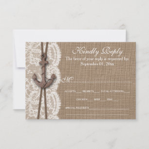 Rustic Nautical Anchor Bröllop Collection OSA Kort