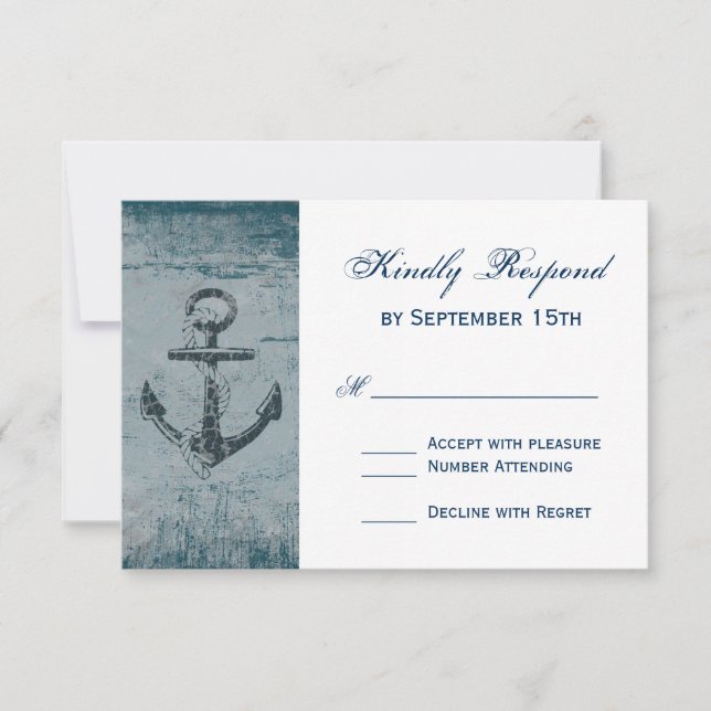 Rustic Nautical Anchor Bröllop OSA Card Kort (Framsida)