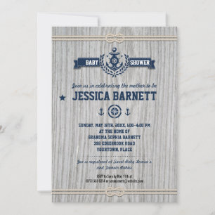 Rustic Nautical Baby Shower Inbjudningar