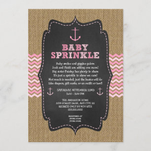 Rustic Nautical baby sprinkle for girl Baby dusch Inbjudningar