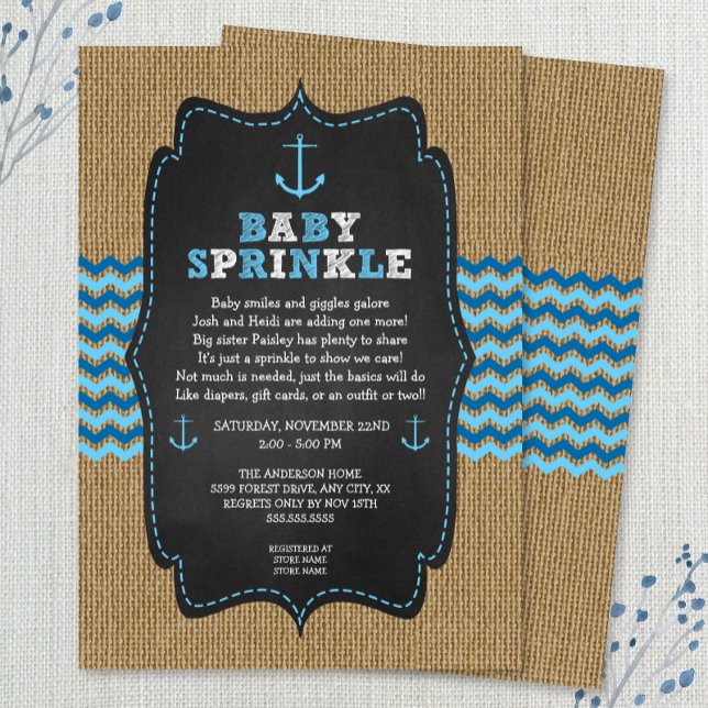 Rustic Nautical baby sprinkle-inbjudningar Inbjudningar (Skapare uppladdad)