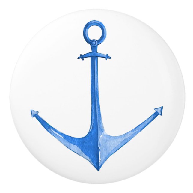 Rustic Nautical Blue Boat Anchor Knopp (Framsidan)