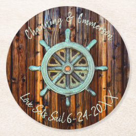 Rustic Nautical Bröllop eller Förlovning Underlägg Papper Rund