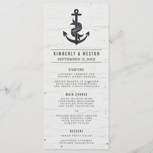 Rustic Nautical Bröllop Menu Meny (Framsida)