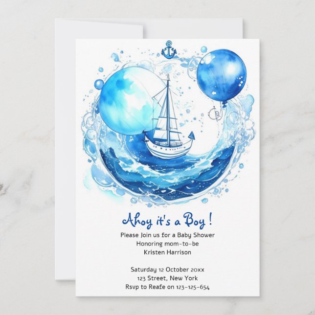 Rustic Nautical Charm: Boy Baby Shower Inbjudningar (Framsida)