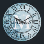 Rustic Nautical Vintage Frakt Monogram Stor Klocka<br><div class="desc">En vacker, unik, naturnära personlig har en faux-rustic-nödlidande segelbåt i nautiska vintagen med en inledande monogram i ett fet typsnitt och ett svart manusnamn i efternamn. Anpassa den här klockan genom att lägga till din egen personliga information. Gör ett underbart bröllop, en årsdag eller en gåva till husuppvärmningen. Klicka på...</div>