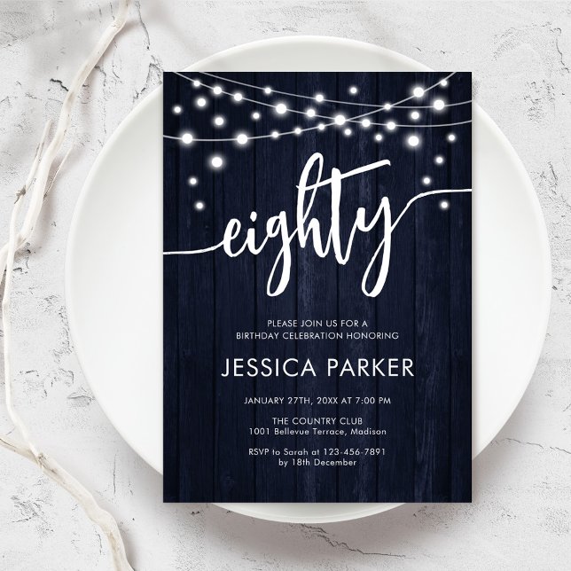 Rustic Navy 80:e Födelsedagsfesten Inbjudningar (Skapare uppladdad)