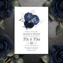 Rustic Navy and Faux Glitter Silver Floral Wedding
