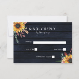 Rustic Navy Barn Wood Land Sunwers Bröllop OSA Kort