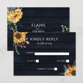 Rustic Navy Barn Wood Land Sunwers Bröllop OSA Kort