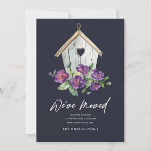 RUSTIC NAVY BLOMMIGT BIRD HOUSE FLYTTA NY ADRESS MEDDELANDE