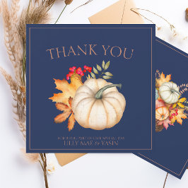 Rustic Navy Blue Autumn Fall Pumpkins Bröllop Tack Kort