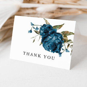Rustic Navy Blue Blommigt Tack Kort