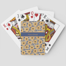 Rustic Navy Blue Golden Gult Solros Namn