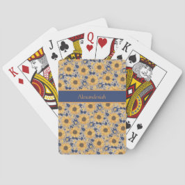 Rustic Navy Blue Golden Gult Solros Namn Casinokort