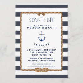 Rustic Navy Blue Nautical Knot Shower the Bride Inbjudningar