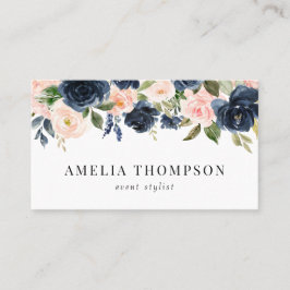 Rustic Navy Blue och Ro Blommigt Garland Visitkort