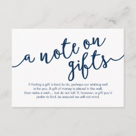Rustic Navy Blue Script, A note on gifts Tilläggskort