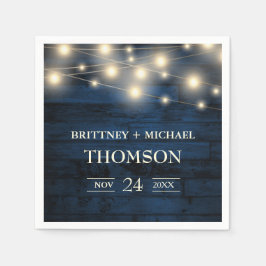 Rustic Navy Blue Wood String Ljus Pappersservett