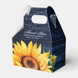 Rustic Navy Blue Wood Sunblommasopor Favor Box Presentaskar