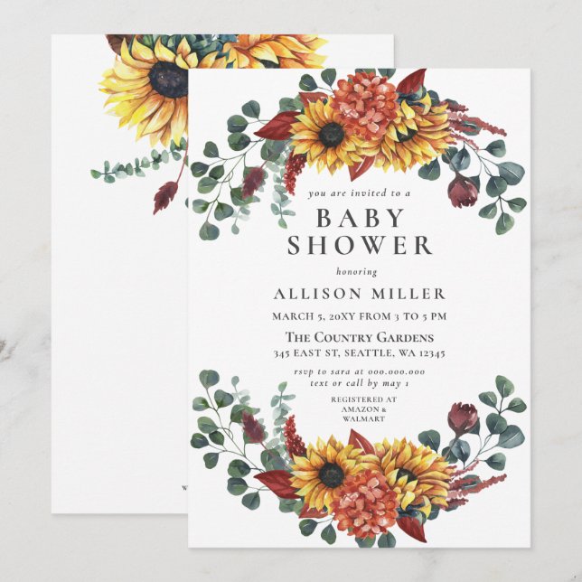 Rustic Navy Burgundy Sunsphere Baby Shower Inbjudningar (Fram/baksida)
